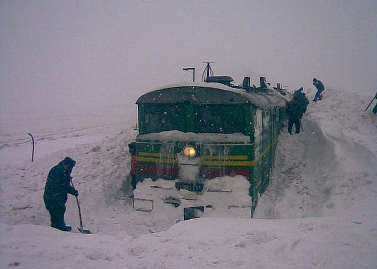 Железная дорога Дудинка Норильск снег зима
