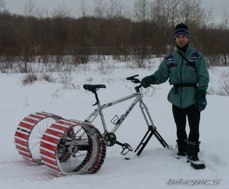 Зимний велосипед на лыжах