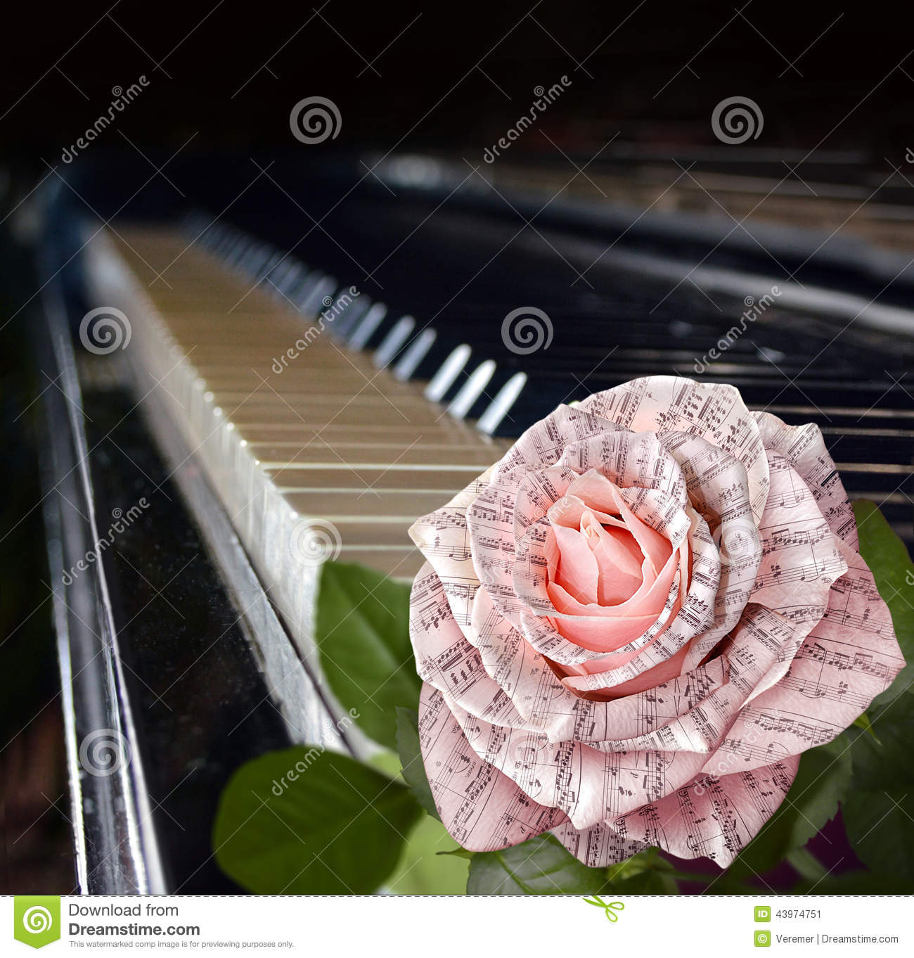 Пианино розовые розы