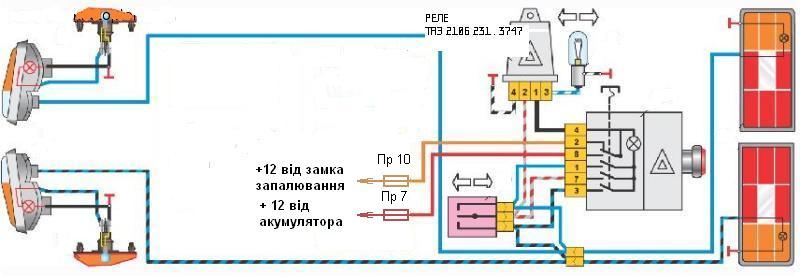 Схема подключения реле поворотов ваз 2107 4 контакта